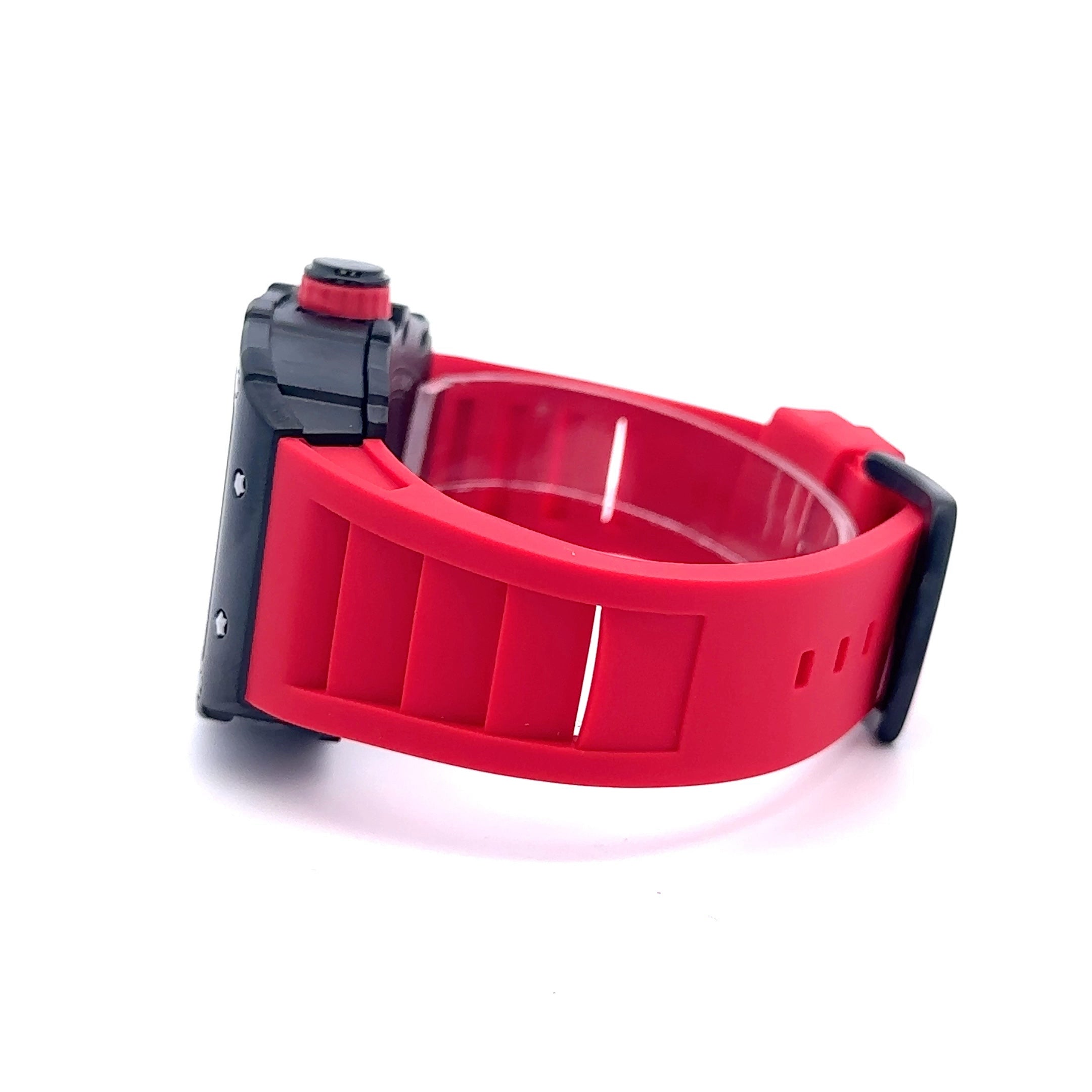 REVELAR CURREN RED LEATHER ICED OUT WATCH I 541566