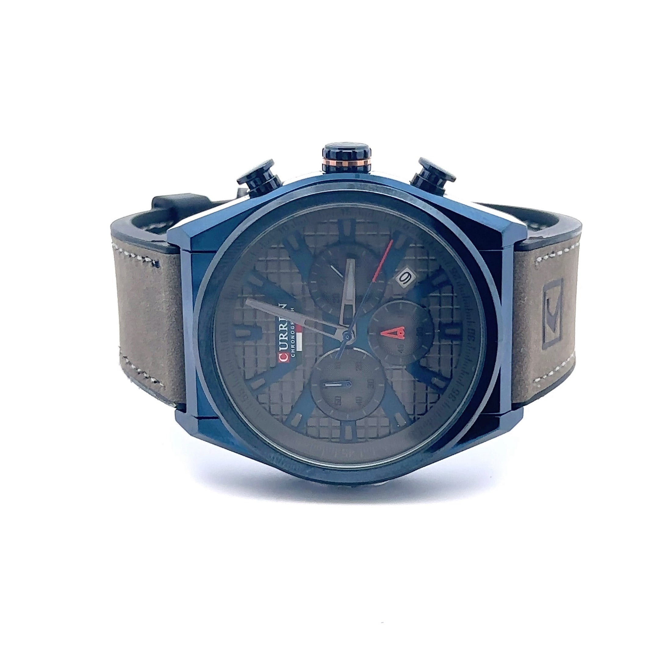 NOVATUS CURREN GREY LEATHER ICED OUT WATCH I 5416329