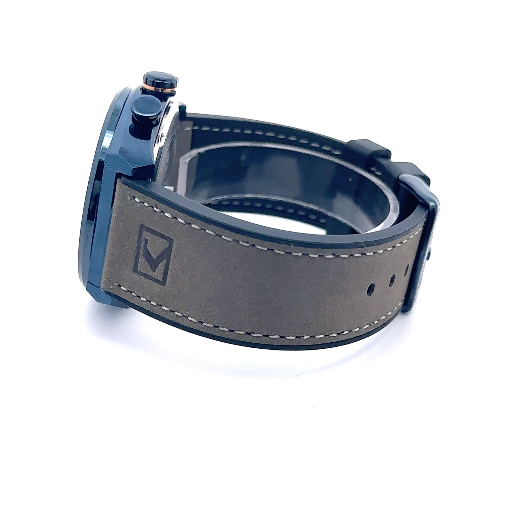 NOVATUS CURREN GREY LEATHER ICED OUT WATCH I 5416329