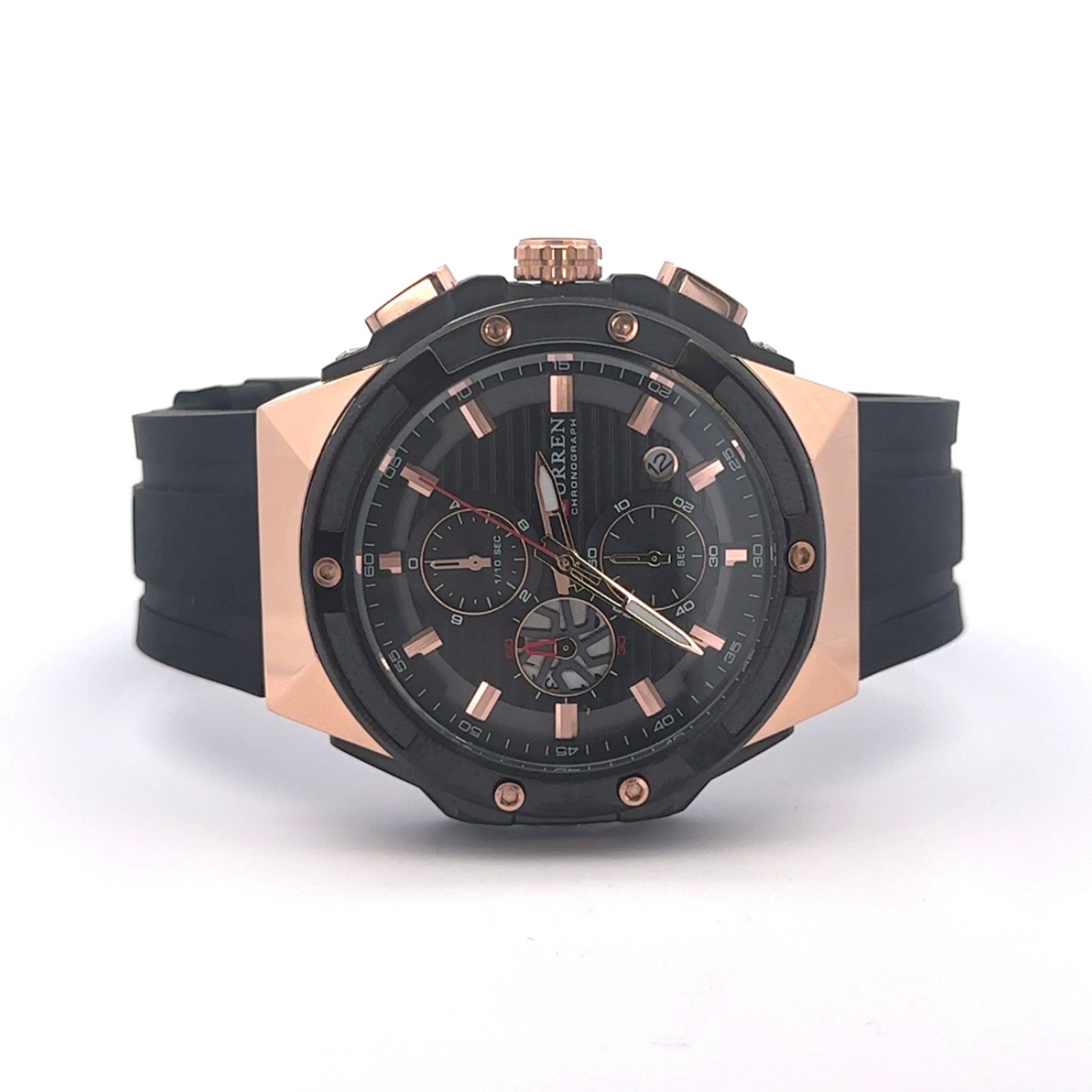 VERVA CURREN BLACK LEATHER ICED OUT WATCH I 541663