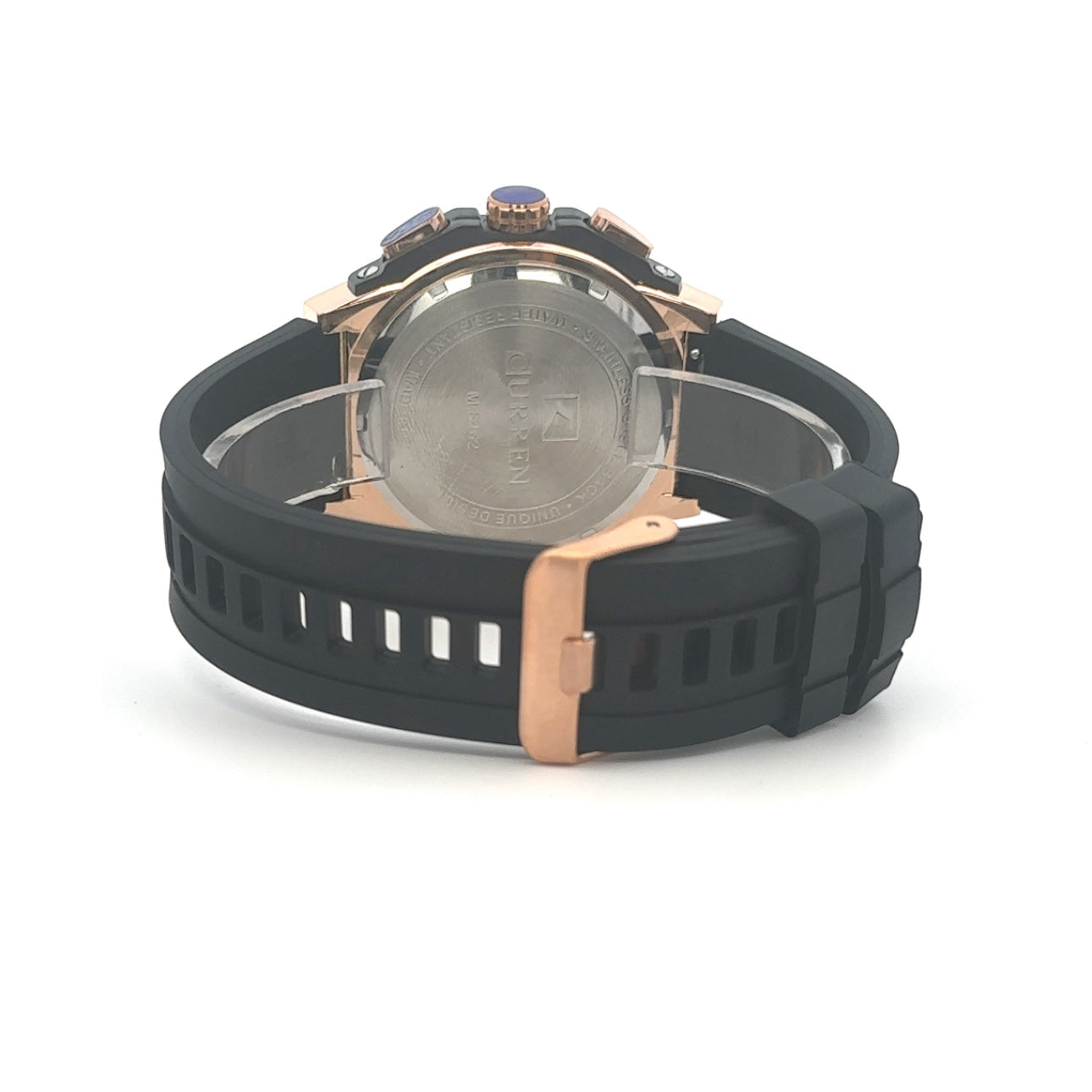 VERVA CURREN BLACK LEATHER ICED OUT WATCH I 541663