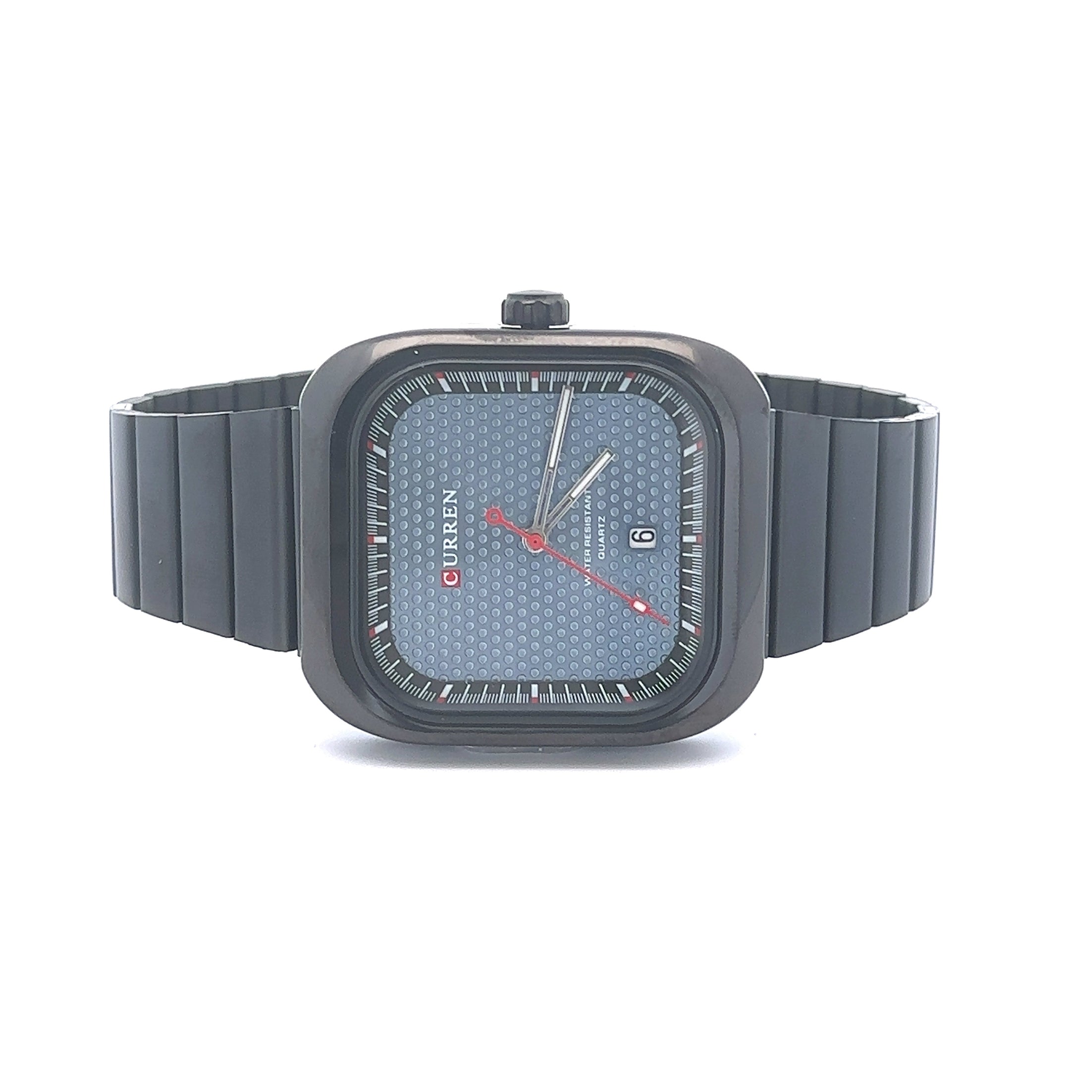 EVOCATIVE METAL BACK BLACK STAINLESS ICED OUT WATCH I 551633