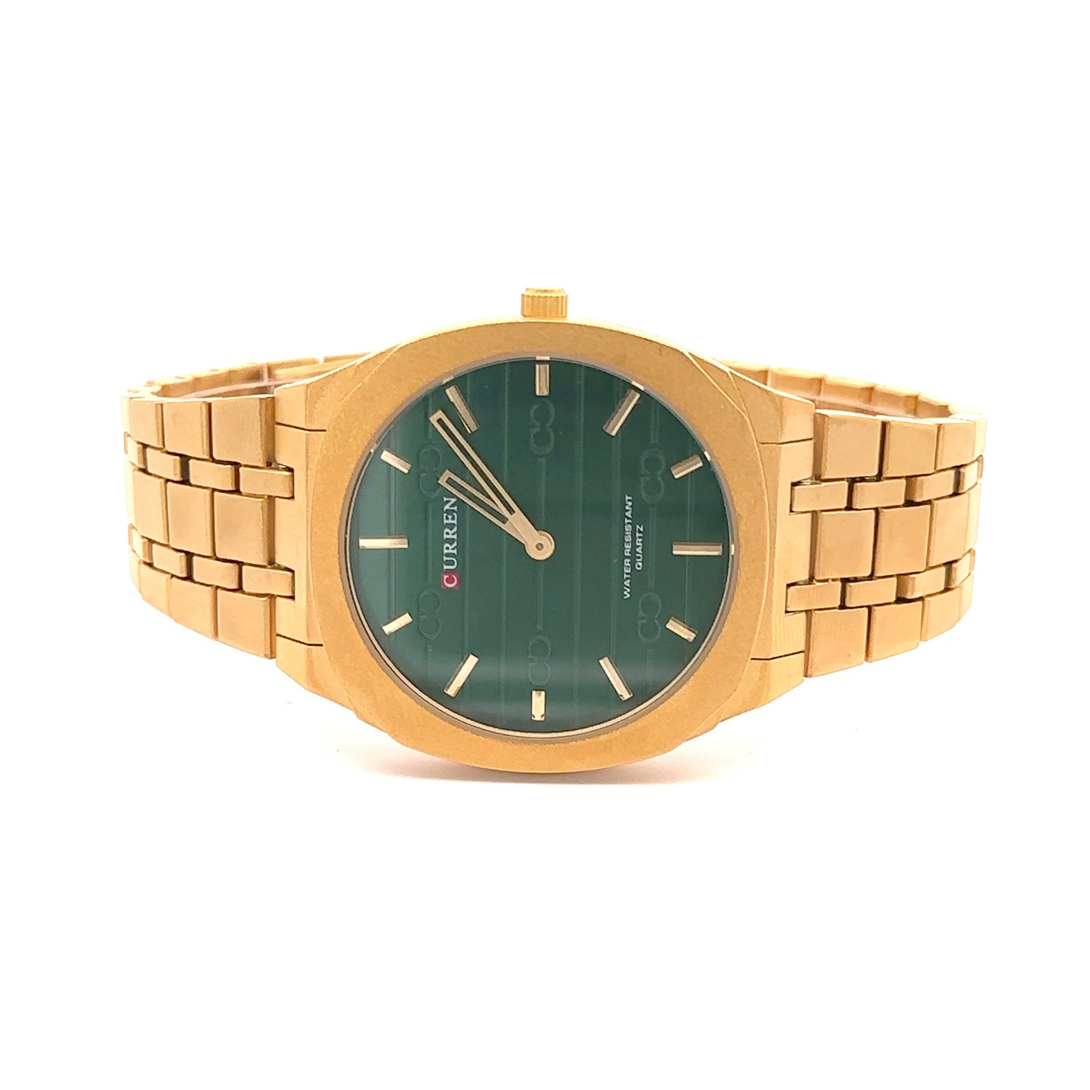OBFUSCATE METAL BACK GOLD GREEN STAINLESS ICED OUT WATCH I 5516522