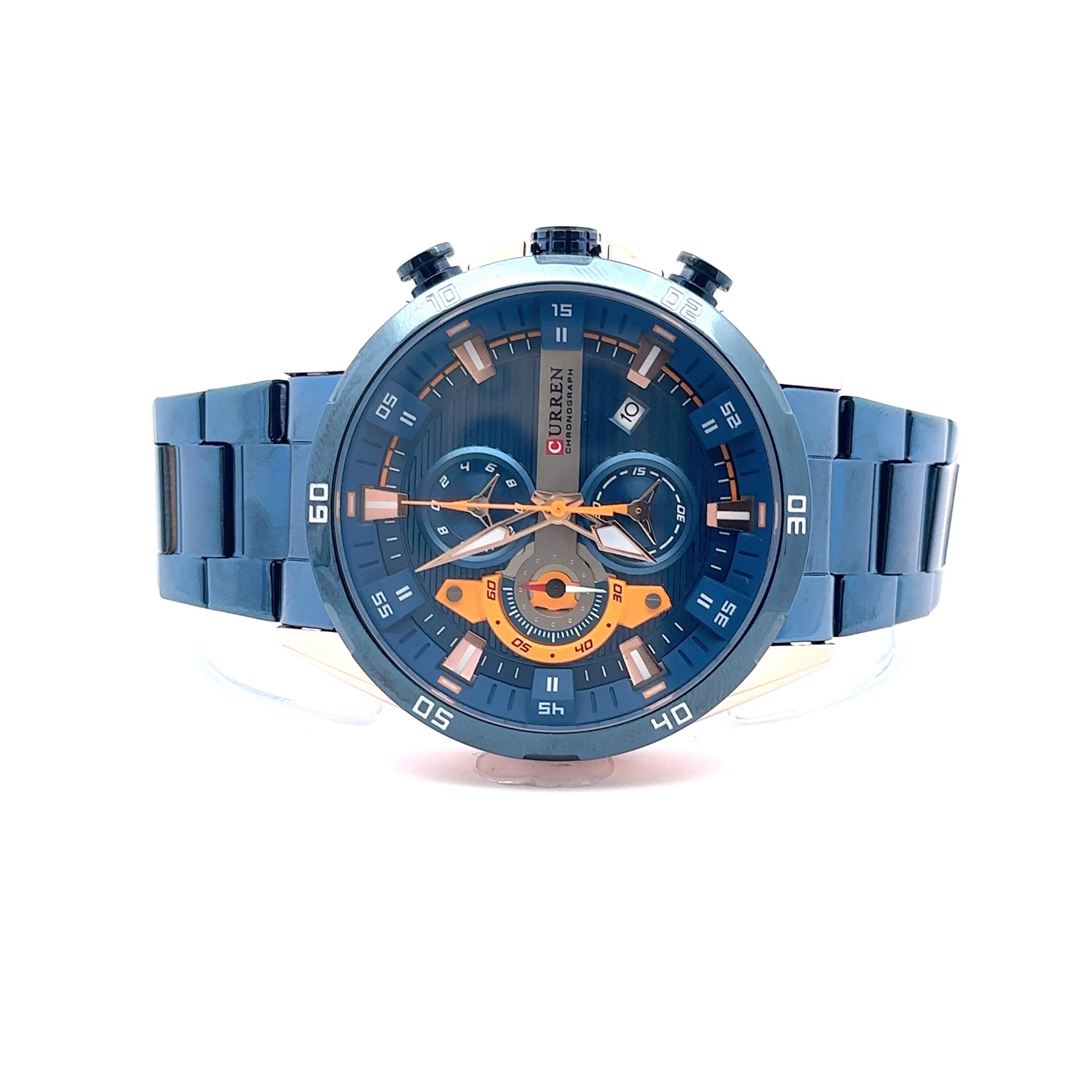 SOLIVAGANT METAL BACK BLUE STAINLESS ICED OUT WATCH I 5517813