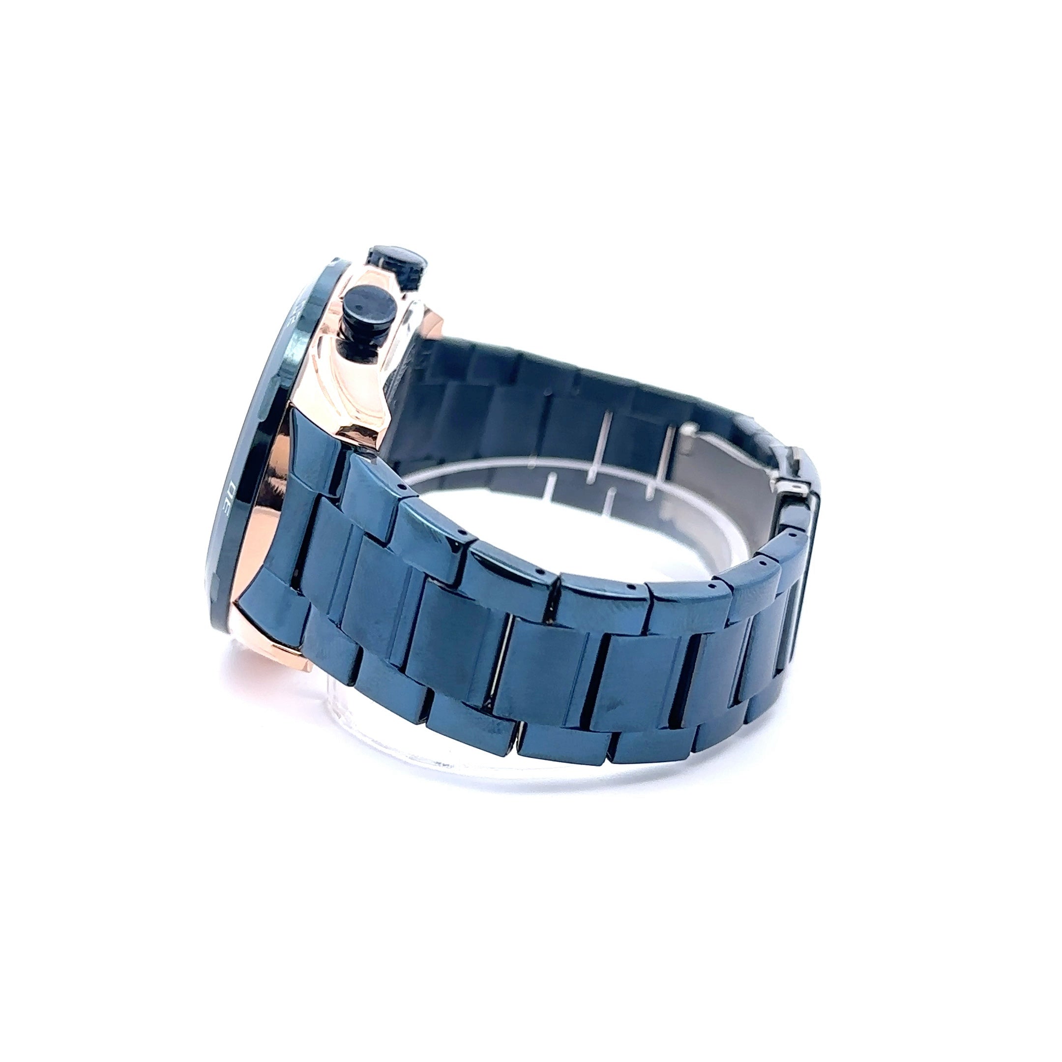 SOLIVAGANT METAL BACK BLUE STAINLESS ICED OUT WATCH I 5517813