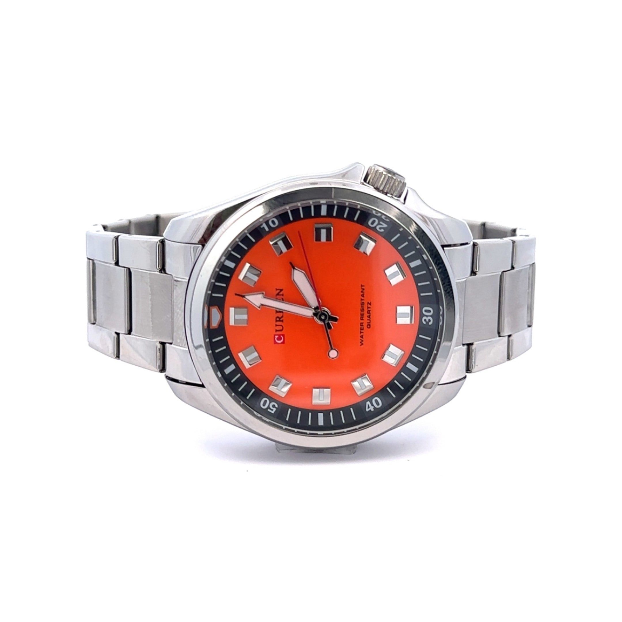 VESTIGE METAL BACK ORANGE STAINLESS ICED OUT WATCH I 5517919