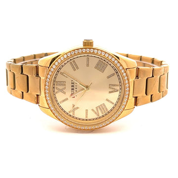 JUBBILANT METAL BACK GOLD STAINLESS ICED OUT WATCH I 551802