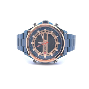 SURREPTITIOUS METAL BACK BLUE CURREN ICED OUT WATCH I 5518113
