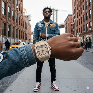 VORLIC STEEL GOLD MOISSANITE WATCH ICED OUT I 590082