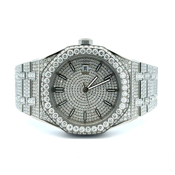 SYRENTH STEEL SILVER MOISSANITE WATCH ICED OUT I 590091