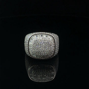 SERRATO 925 SILVER CZ MENS RHODIUM ICED OUT RING | 9222291
