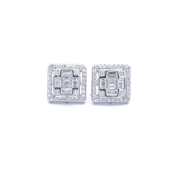 FAELAN 925 CZ RHODIUM ICED OUT EARRINGS | 9222921
