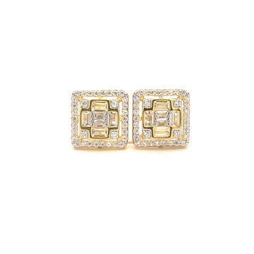 FAELAN 925 CZ GOLD ICED OUT EARRINGS | 9222922
