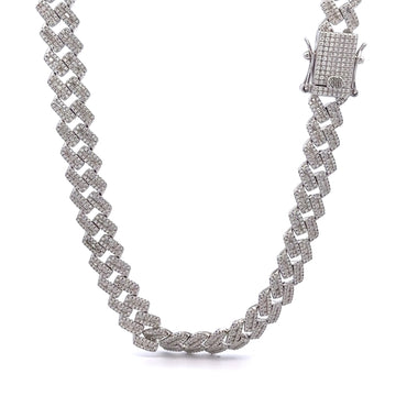 MARIPOSA 17.25 CTW 10MM 925 MOISSANITE RHODIUM ICED OUT CUBAN CHAIN | 995901