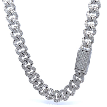 KORRIN 23.89 CTW 12 MM RHODIUM MOISSANITE ICED OUT CHAIN | 996581
