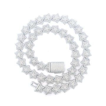 MARIEL 14MM RHODIUM MOISSANITE ICED OUT CHAIN | 997521