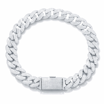 MAVIN 10MM RHODIUM MOISSANITE ICED OUT BRACELET I 991571