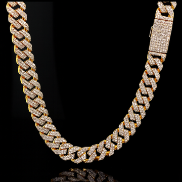 RENAZA 10MM GOLD MOISSANITE ICED OUT CUBAN I 994462