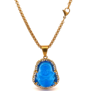 SERAPHIEL STEEL BLUE GOLD NECKLACE I D94391