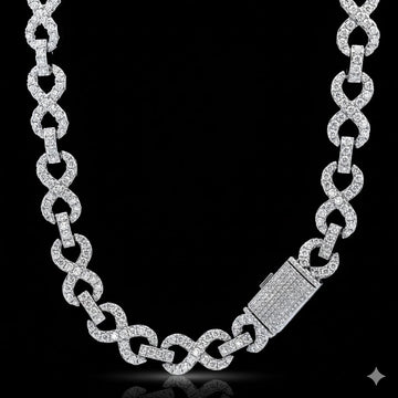 JARETH 12MM RHODIUM MOISSANITE ICED OUT CHAIN | 996511