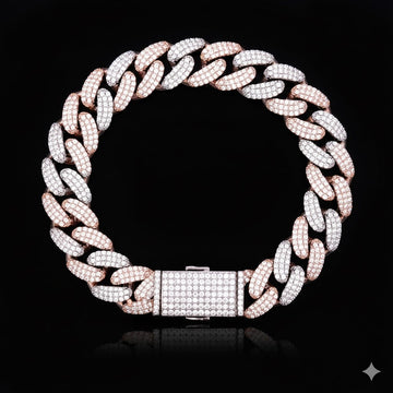 9913919 | 925 Moissanite 1link RP + 1link Rose 12mm Bracelet