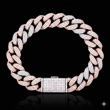 9913920 | 925 Moissanite 3link RP + 3link Rose 12mm Bracelet