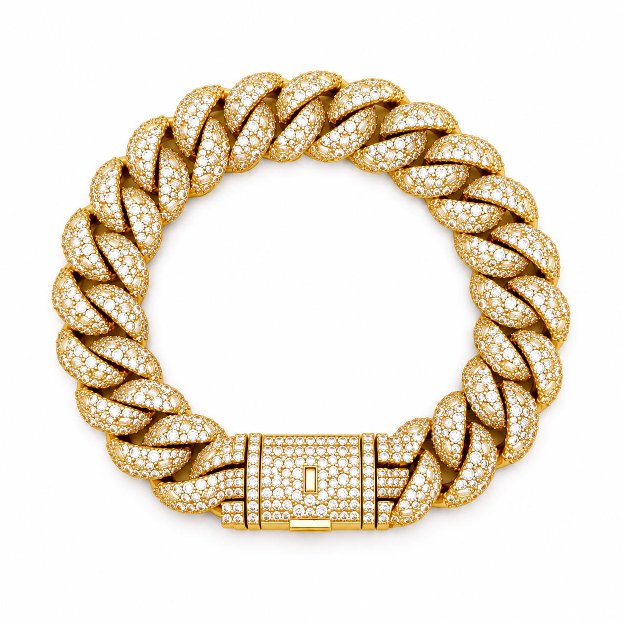 964052 | Brass Two Tone 12mm 8" Cuban Bracelet