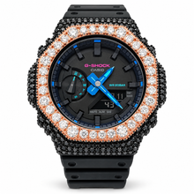 590256 | Brass Moissanite Rose Black Solitaire Cut Bezel G-Shock Watch