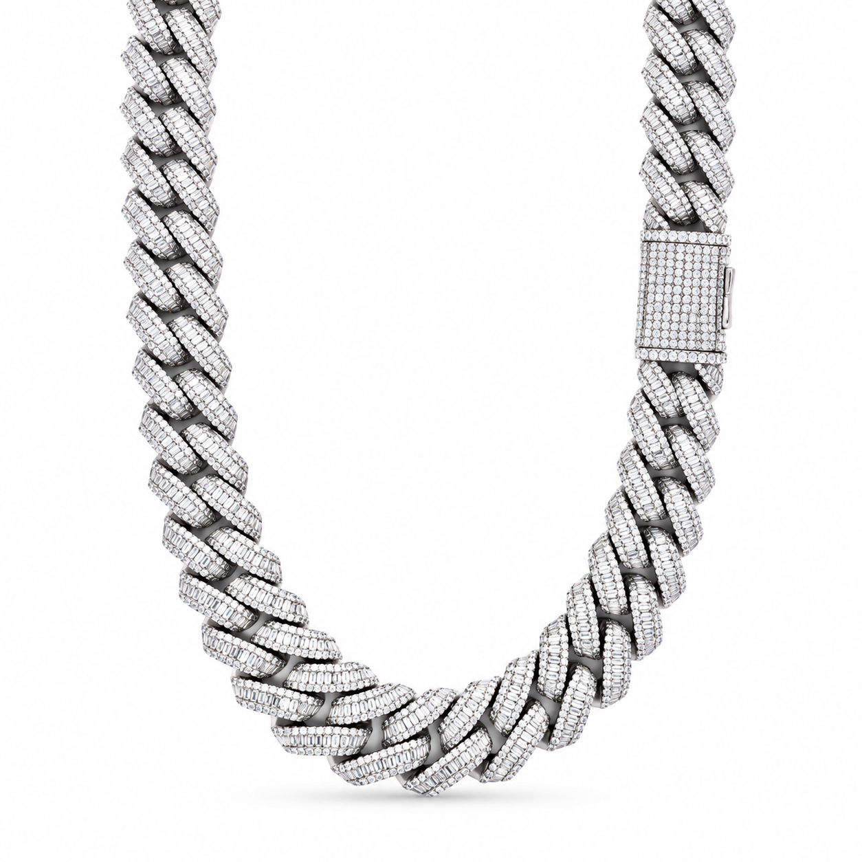 9910921 | 925 Moissanite Rhodium 14mm 22" Cuban