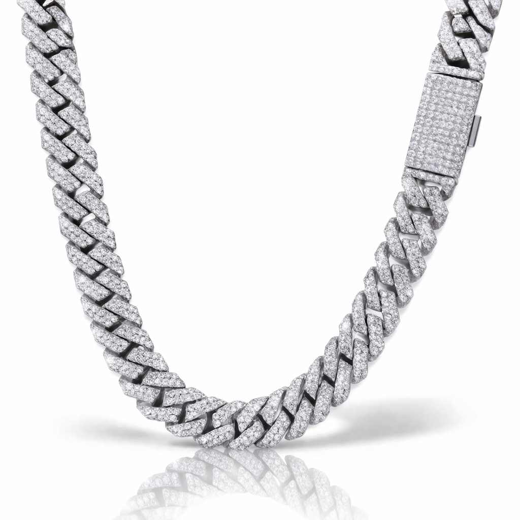 RENAZA 10MM RHODIUM MOISSANITE ICED OUT CUBAN I 994461