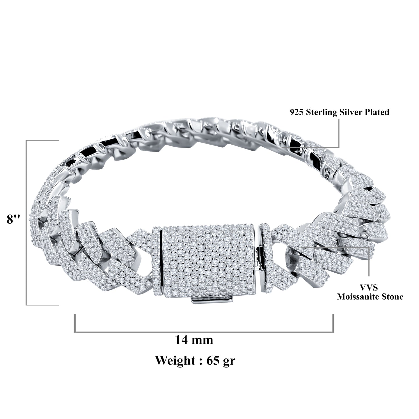 IVICH 14MM 925 MOISSANITE BRACELET I 994521