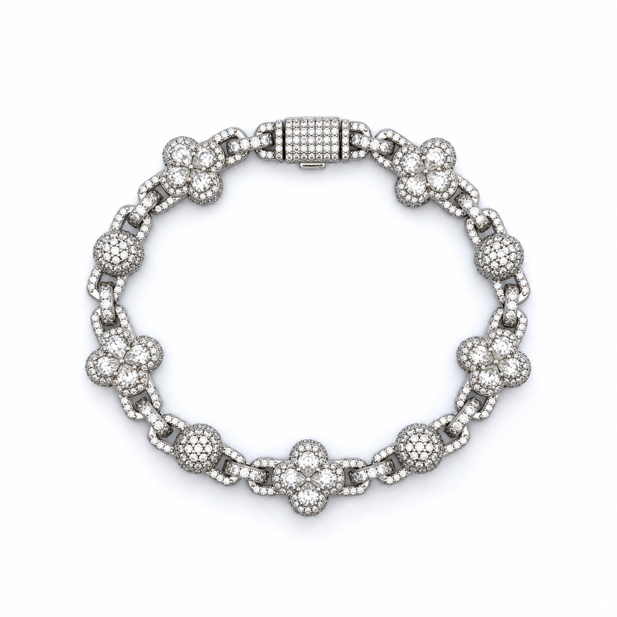 9912901 | 11.55 CTW 925 Silver Moissanite Rhodium 11mm 7.8" Bracelet