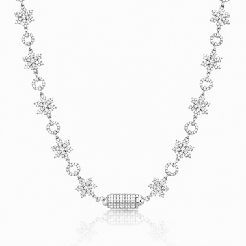 9911161 | 925 Silver Moissanite Rhodium Cross Link Chain