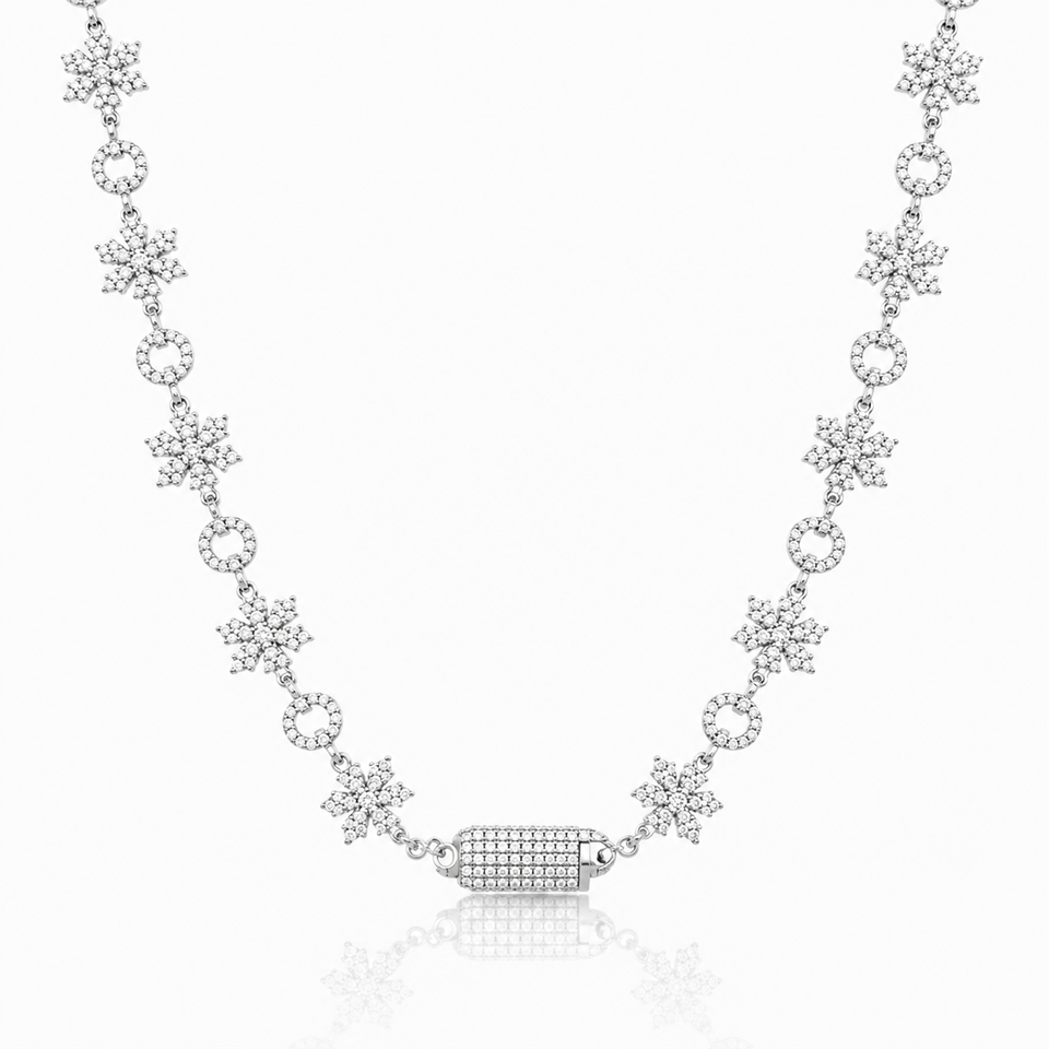 9911161 | 925 Silver Moissanite Rhodium Cross Link Chain