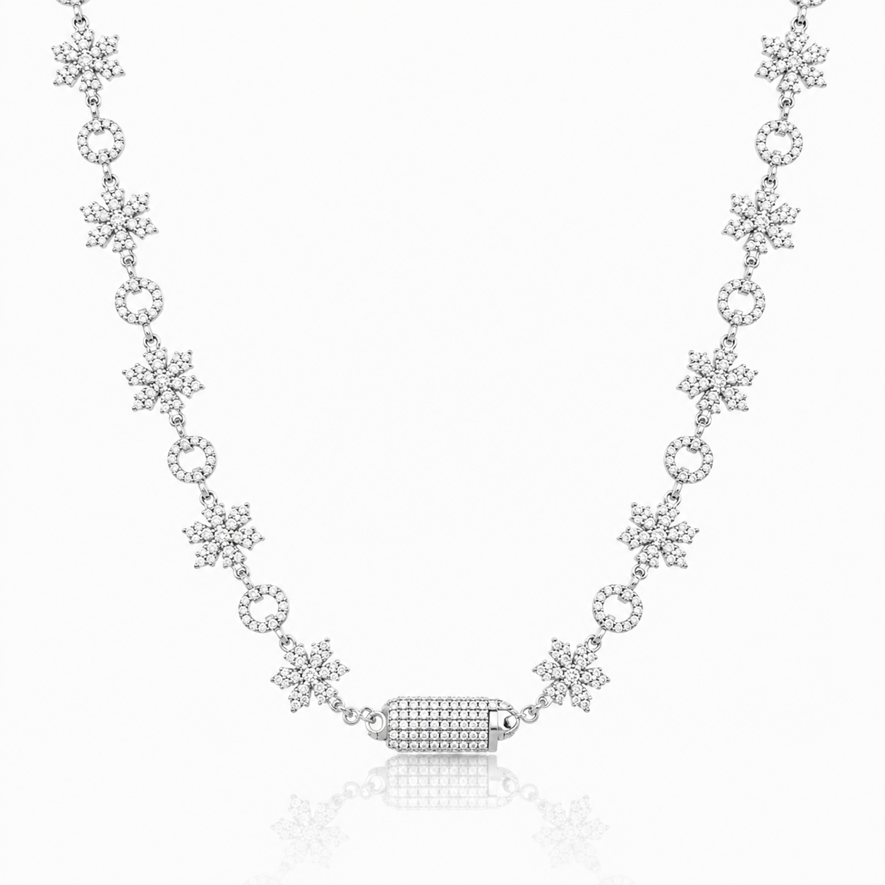 9911161 | 925 Silver Moissanite Rhodium Cross Link Chain