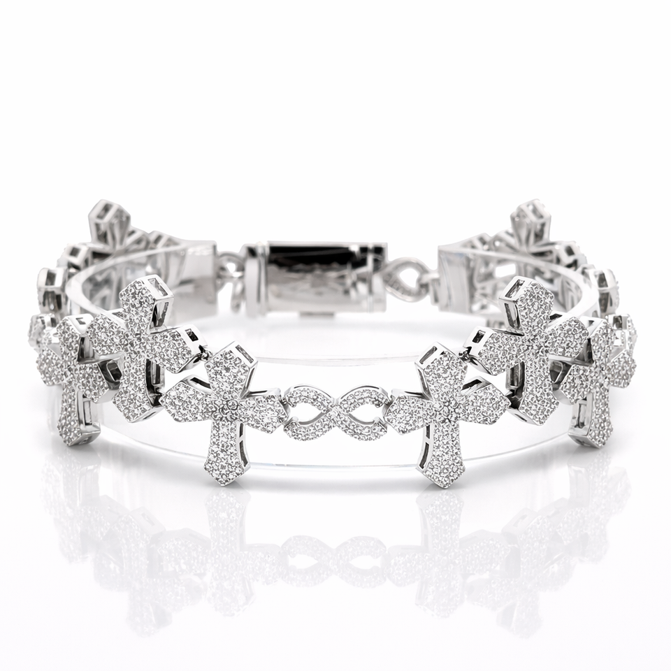 963951 | CZ Brass  Rhodium Bracelet