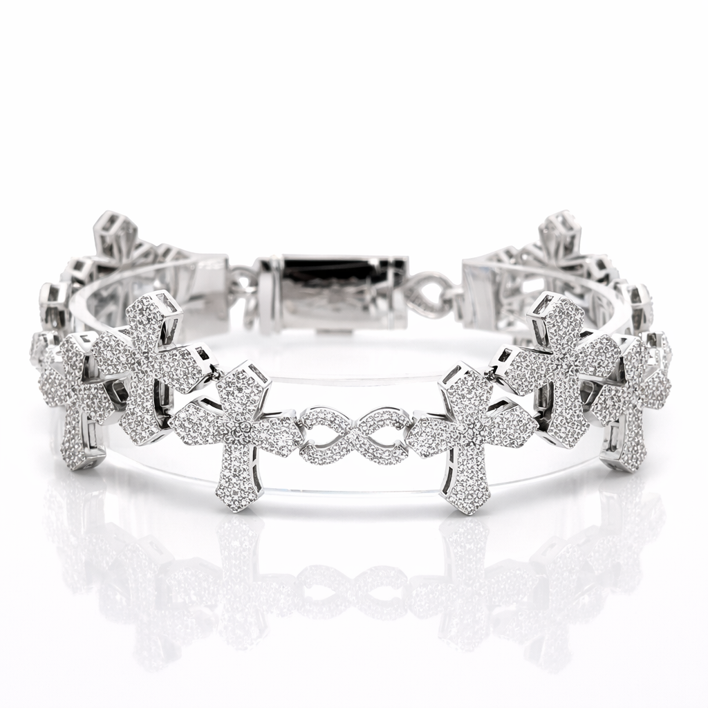 963951 | CZ Brass  Rhodium Bracelet