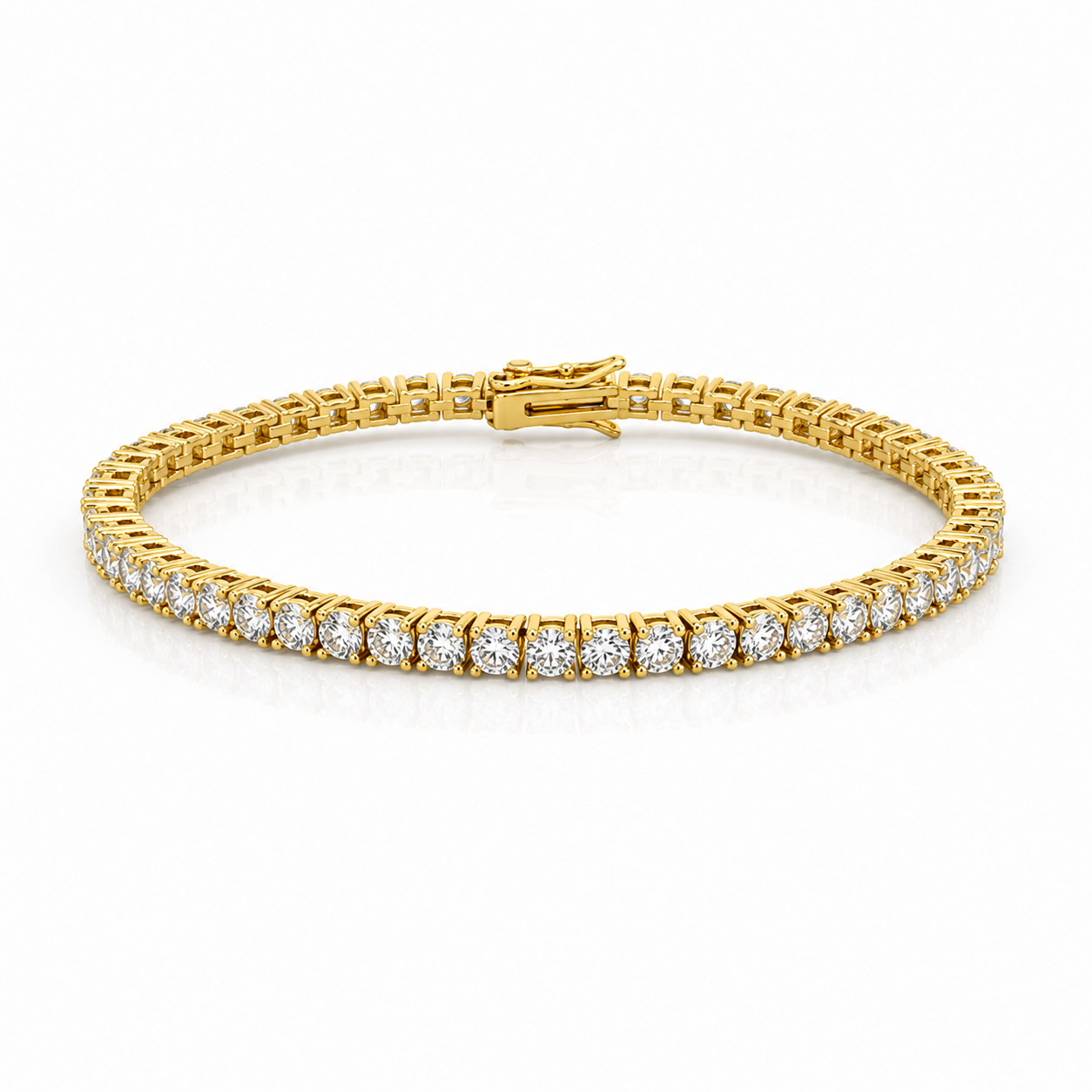 9100012 | 3mm 7" Brass Moissanite Gold Tennis Bracelet