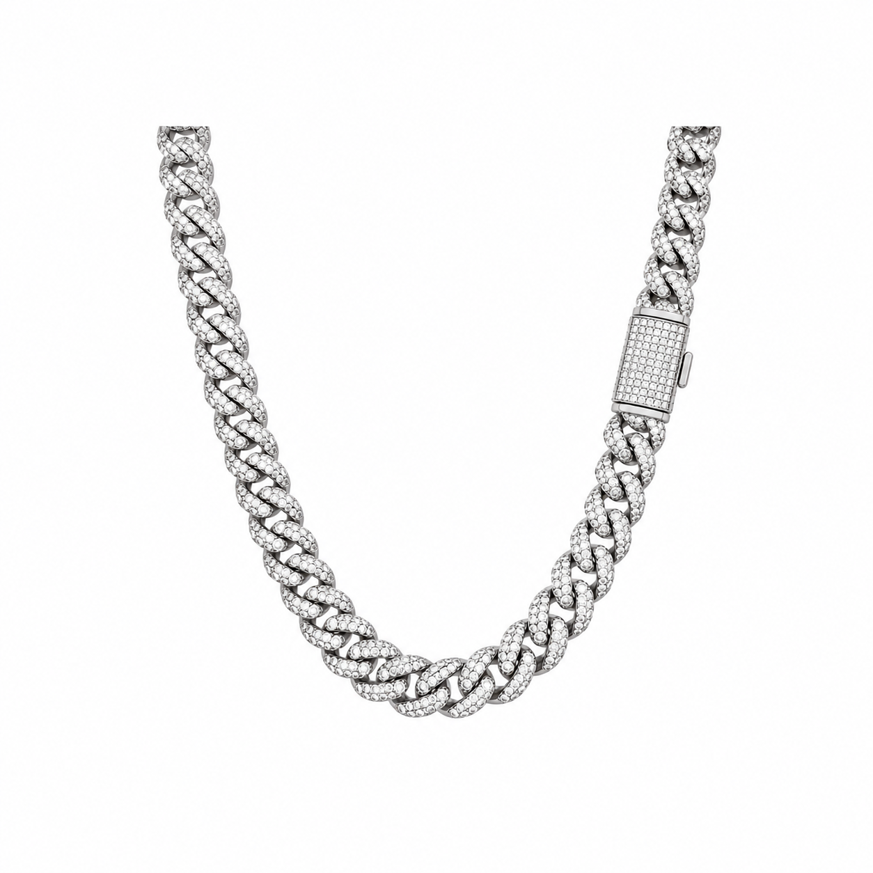9911311 | Brass Moissanite Rhodium Plated Stallion Cuban Chain