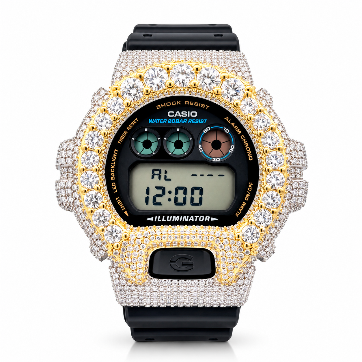 5903042 | Brass Moissanite TT Gold Solitaire Bezel G-Shock Watch