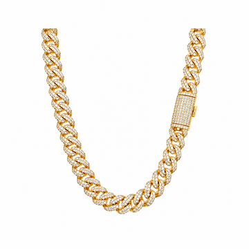 9911312 | Brass Moissanite Rhodium Plated + Gold Plated  Stallion Cuban Chain