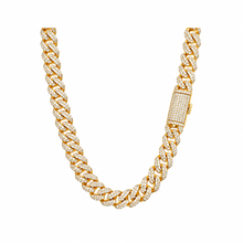 9911342 | 12mm Brass Moissanite Gold Plated Stallion Cuban Chain
