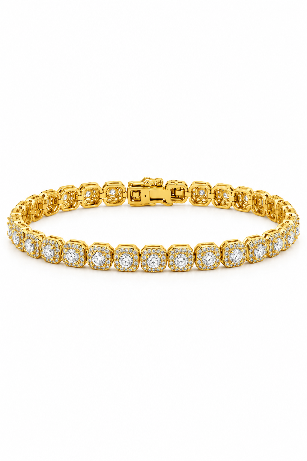 9911272 | Brass Moissanite Gold Plated 6" Ice Cube Bracelet