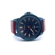ETHOR CURREN BLUE DIAL LEATHER ICED OUT WATCH I 5413213