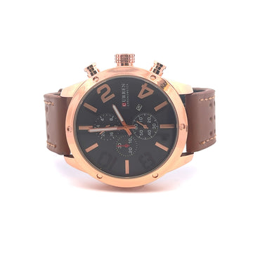 SOLIVRA CURREN BROWN LEATHER ICED OUT WATCH I 5415929