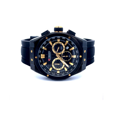 JENO CURREN BLACK LEATHER ICED OUT MENS WATCH I 541703