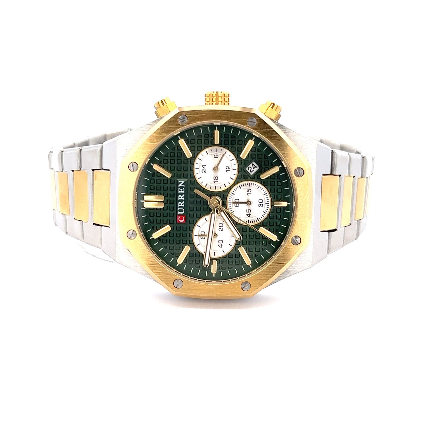 KELPAI METAL BACK TWO TONE GREEN CURREN ICED OUT MENS WATCH I 5516442