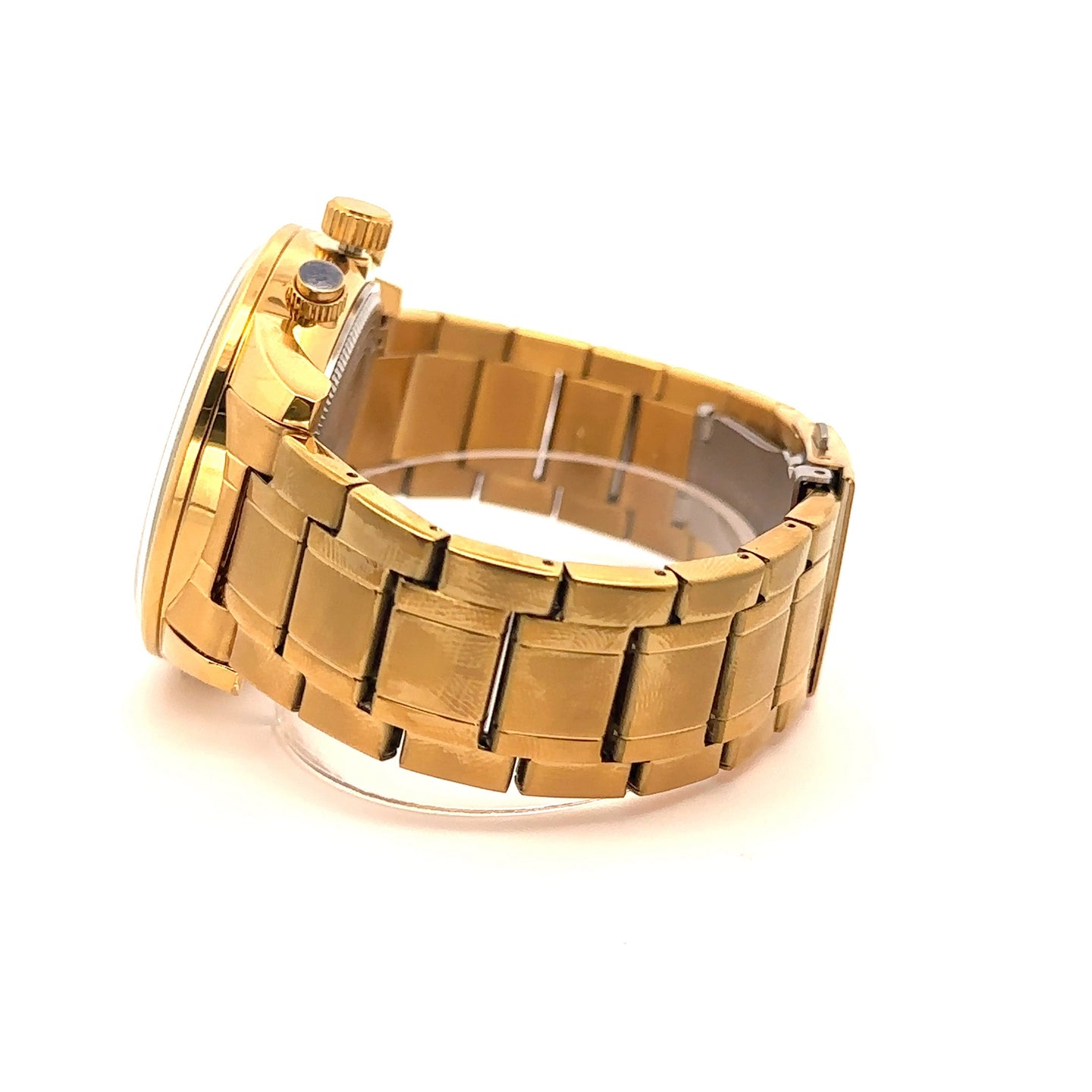 QUIXOTIC METAL BACK GOLD CURREN ICED OUT WATCH I 551742