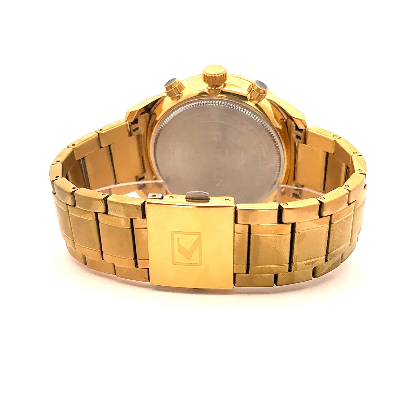 QUIXOTIC METAL BACK GOLD CURREN ICED OUT WATCH I 551742