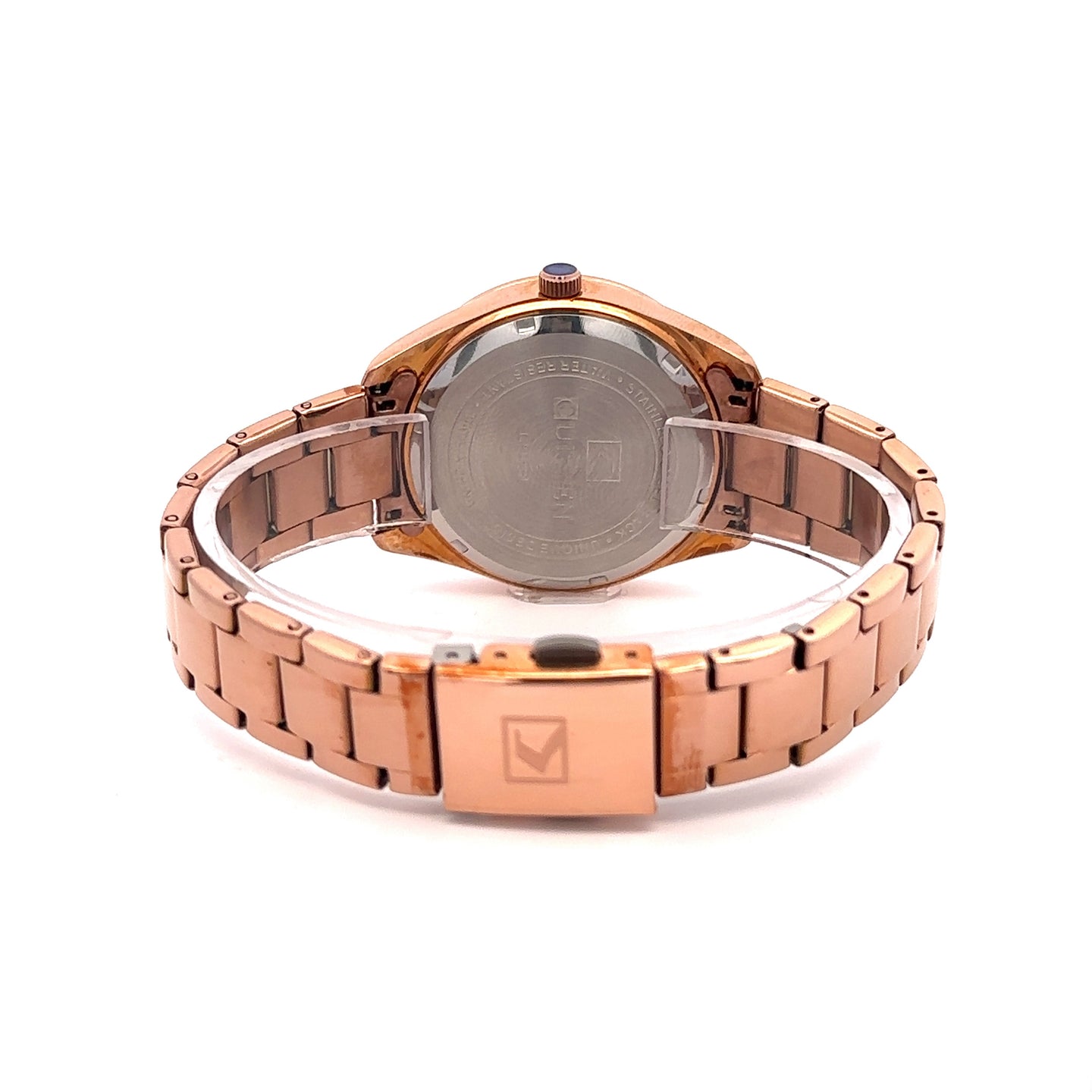 JUBBILANT METAL BACK ROSE GOLD PINK CURREN ICED OUT WATCH I 551806
